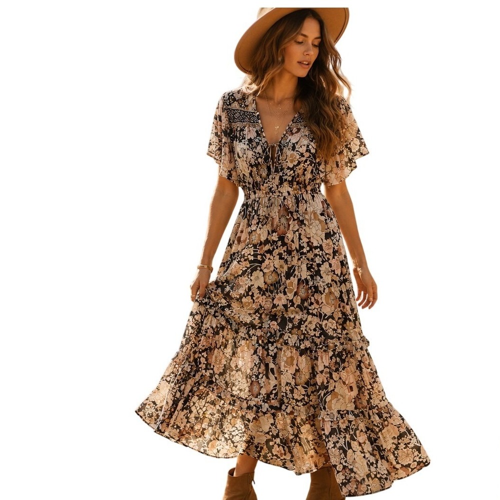 Spell & the Gypsy Women's Amethyst Garden Floral Party Midi Dress Size Small